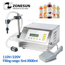 Load image into Gallery viewer, ZONESUN 5-3500ml Water Softdrink Liquid Filling Machine Digital Control GFK160 Water Oil Perfume Milk Small Bottle Filler