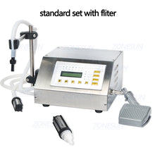 Load image into Gallery viewer, ZONESUN 5-3500ml Water Softdrink Liquid Filling Machine Digital Control GFK160 Water Oil Perfume Milk Small Bottle Filler